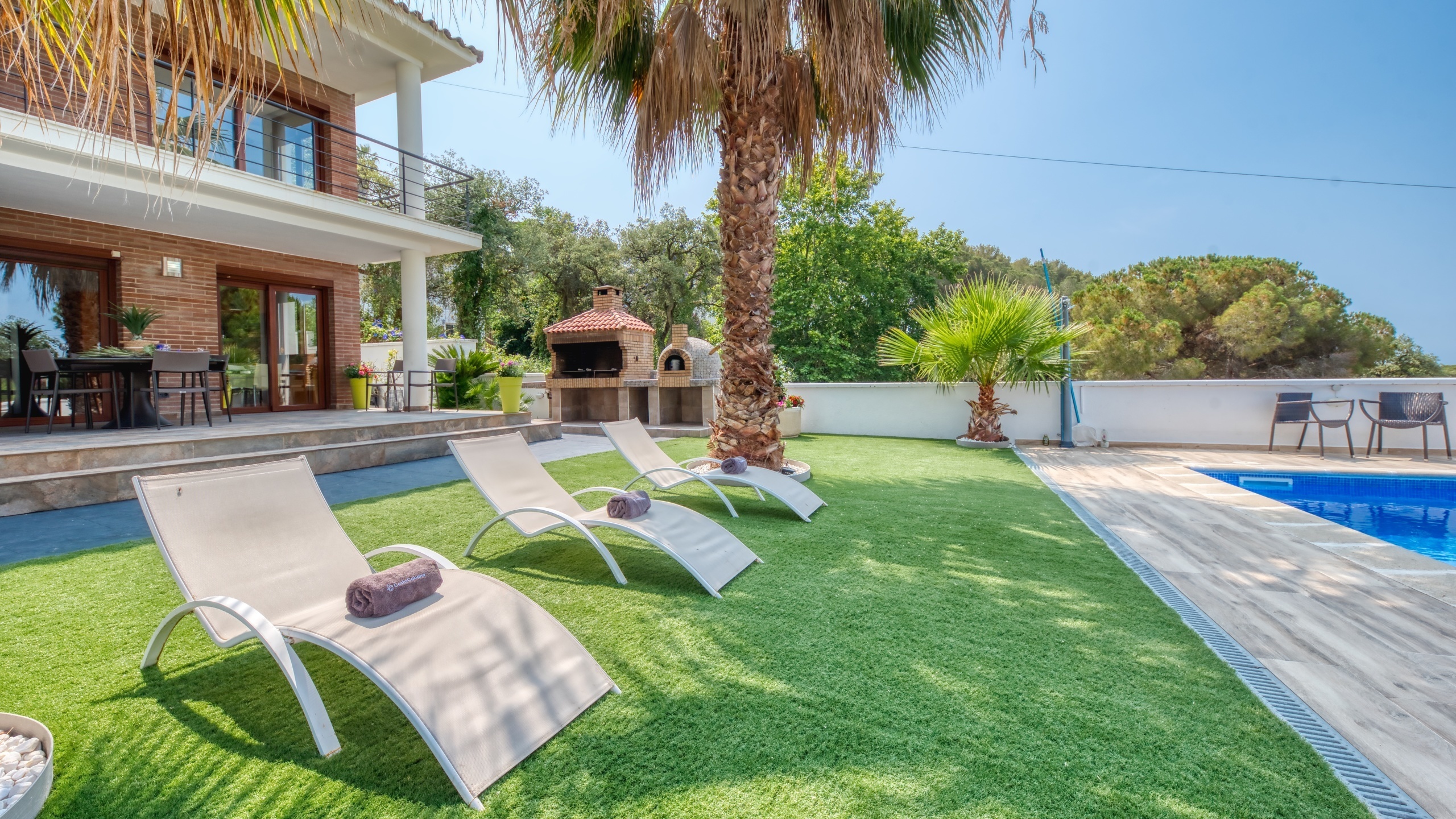 Villas de vacaciones Costa Brava España - Villa Marcella - Tumbonas